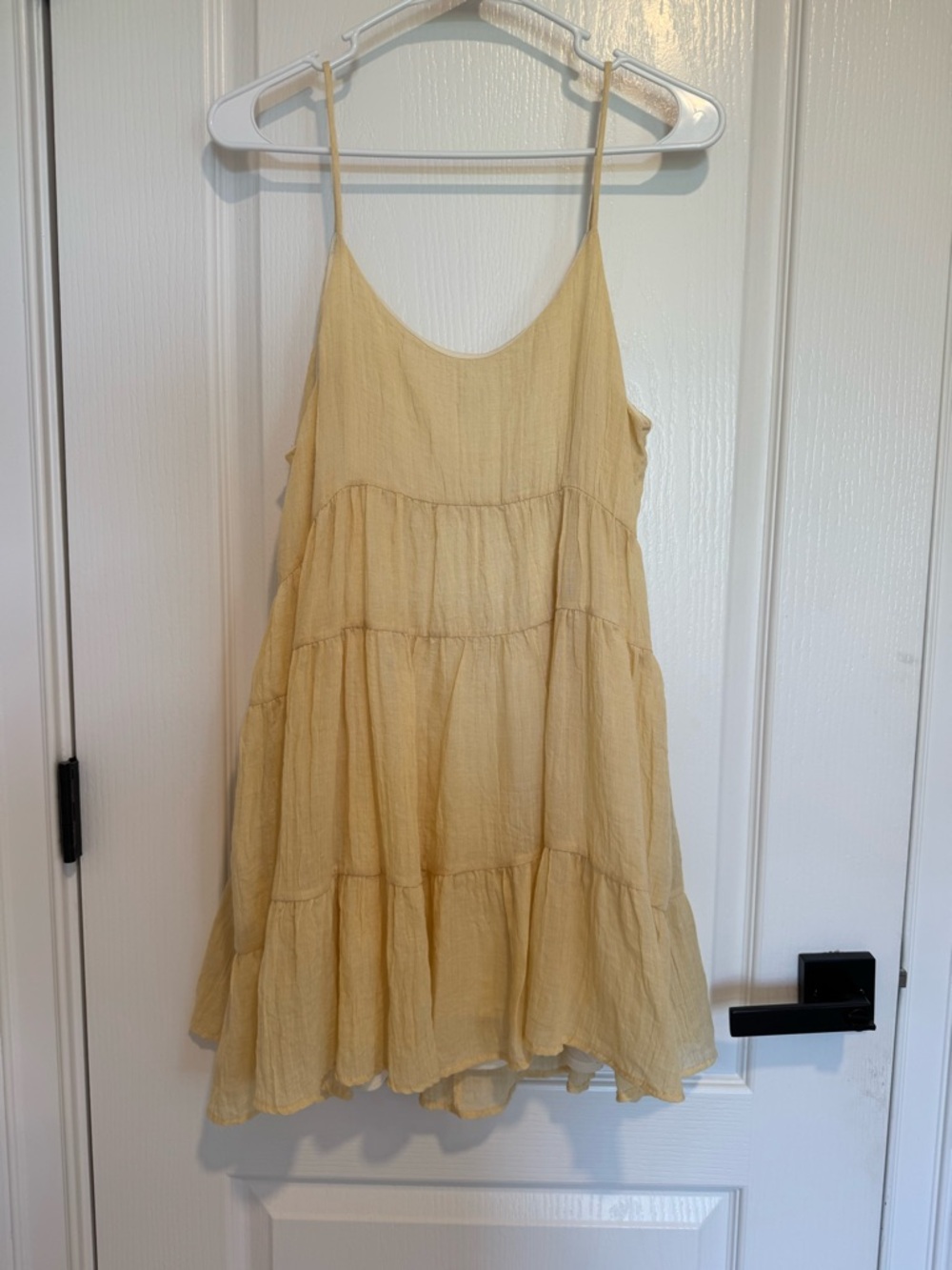Altar'd State Pale Yellow Tiered Spaghetti Strap Dress